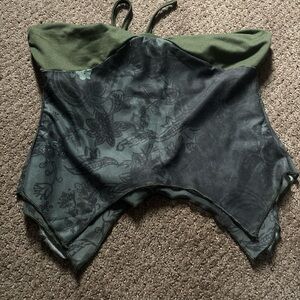 SHEIN Green and Black Floral Tube Top